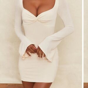 Oh Polly Cream Flare Mini Dress